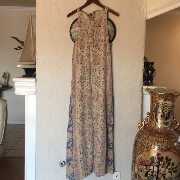 Chaser Vintage Tapestry Silk Tank Maxi Dress with Lace-Up Back Detailing - Picture 3 of 16